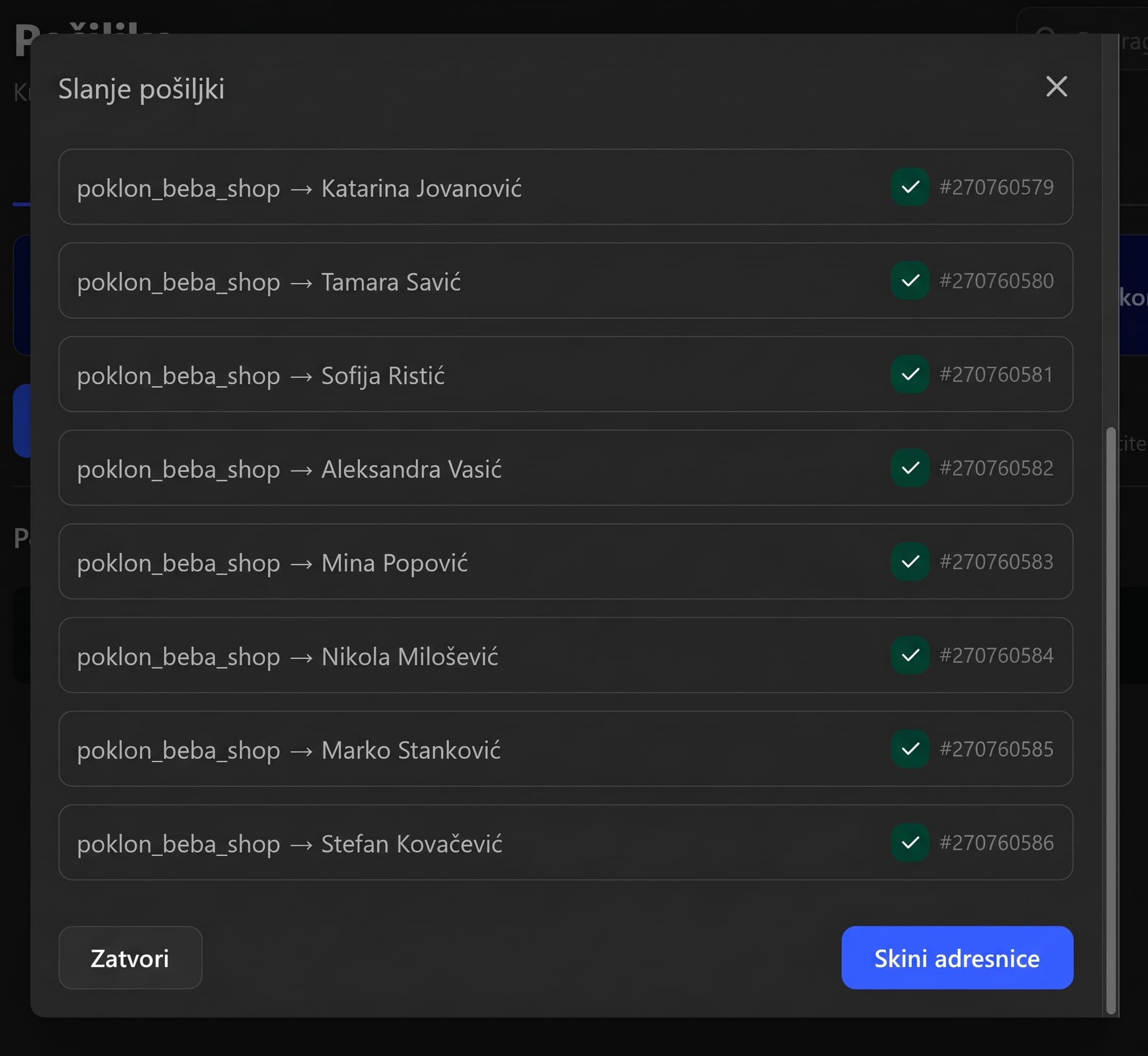 Preuzimanje adresnica